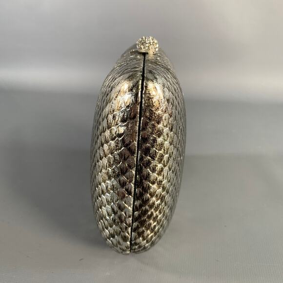RODO Silver Metallic Snakeskin Leather Clutch Handbag - Picture 4 of 8